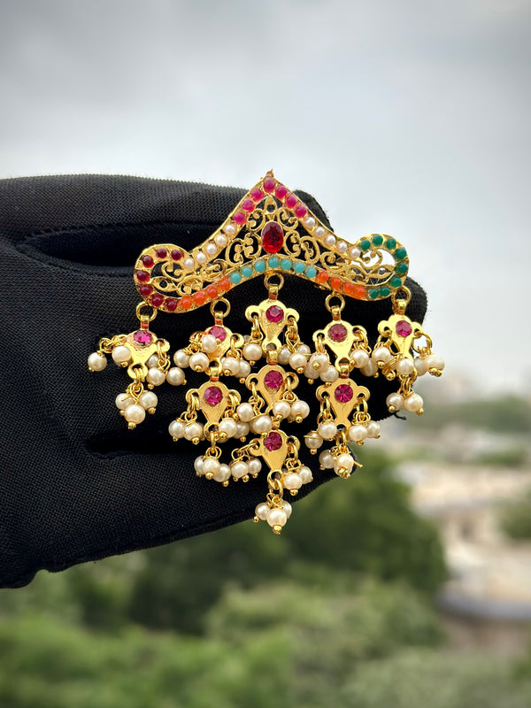 Balochi Royal Tasni Brooch + Half Jhumar