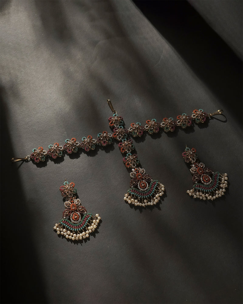 Necklace Sheesh Pati & Earrings Set