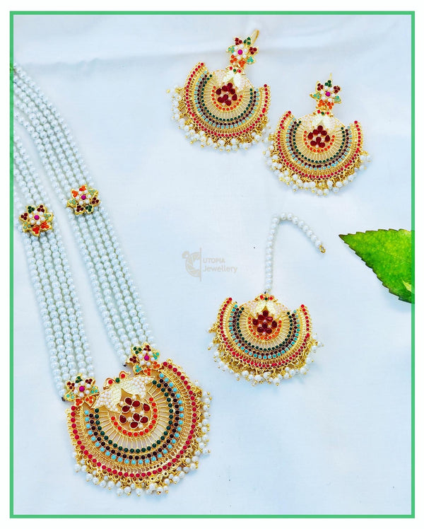 PEACOCK MAALA EARRINGS BINDIYA