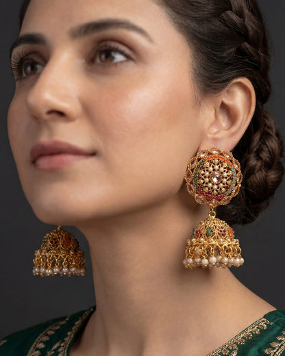 Glamourous Jhumka Earrings with Bindiya