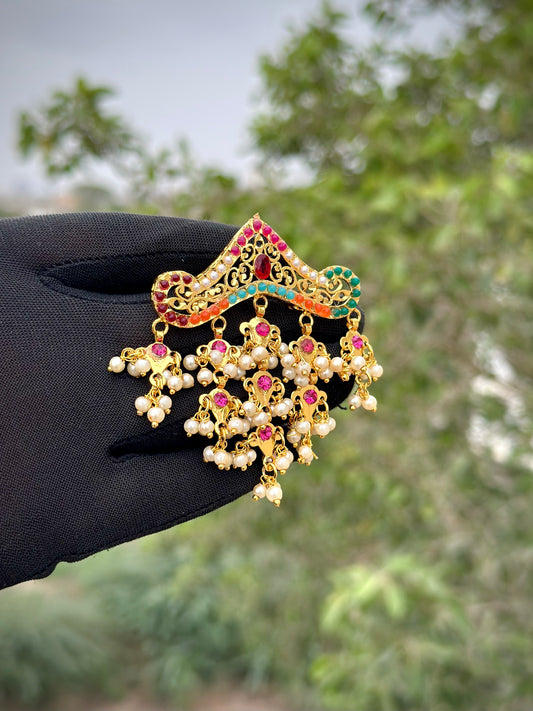 Balochi Royal Tasni Brooch + Half Jhumar