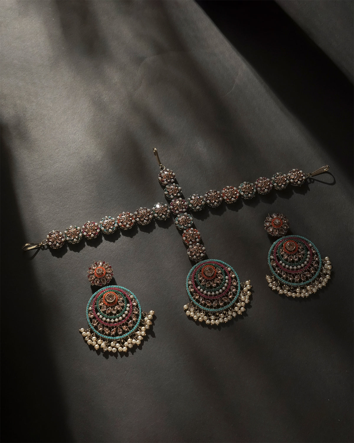 Nauratan Sheesh Pati Earrings