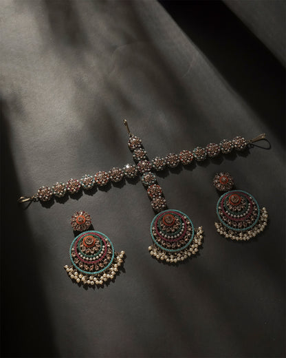 Nauratan Sheesh Pati Earrings