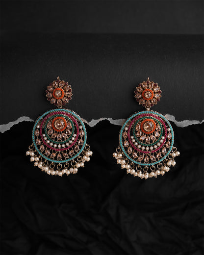 Nauratan Sheesh Pati Earrings