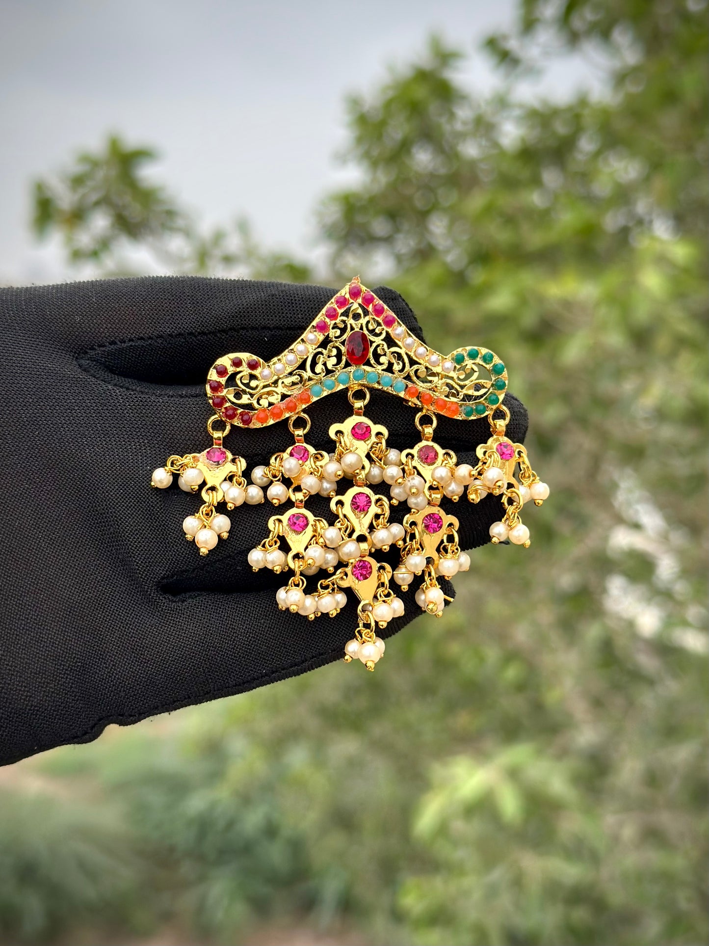 Balochi Royal Tasni Brooch + Half Jhumar