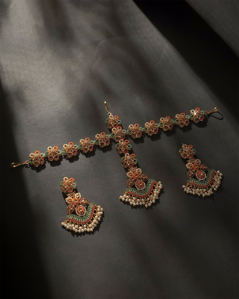 Necklace Sheesh Pati & Earrings Set