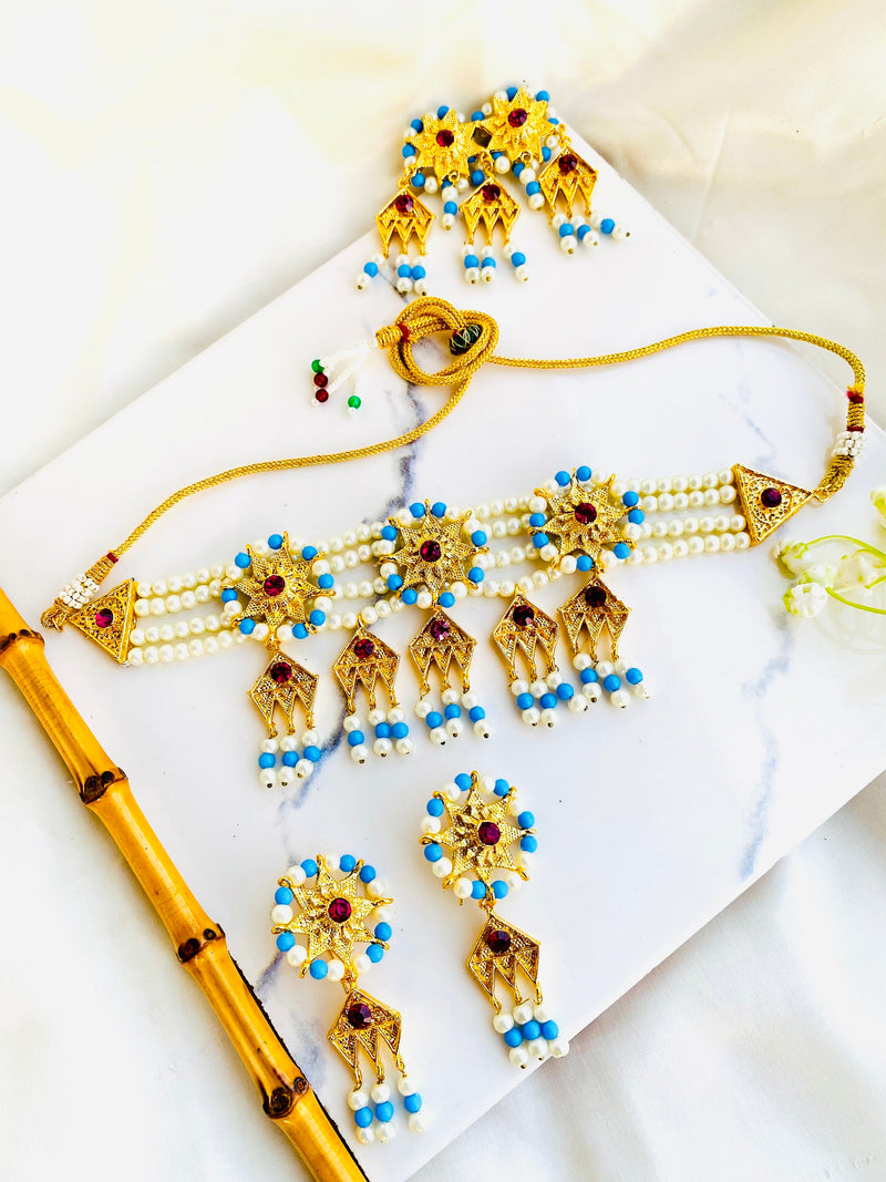 Balochi Necklace with Earrings Tasni