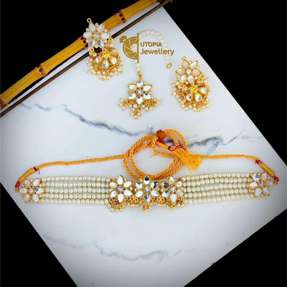 Kundan Necklace Jhumki Set