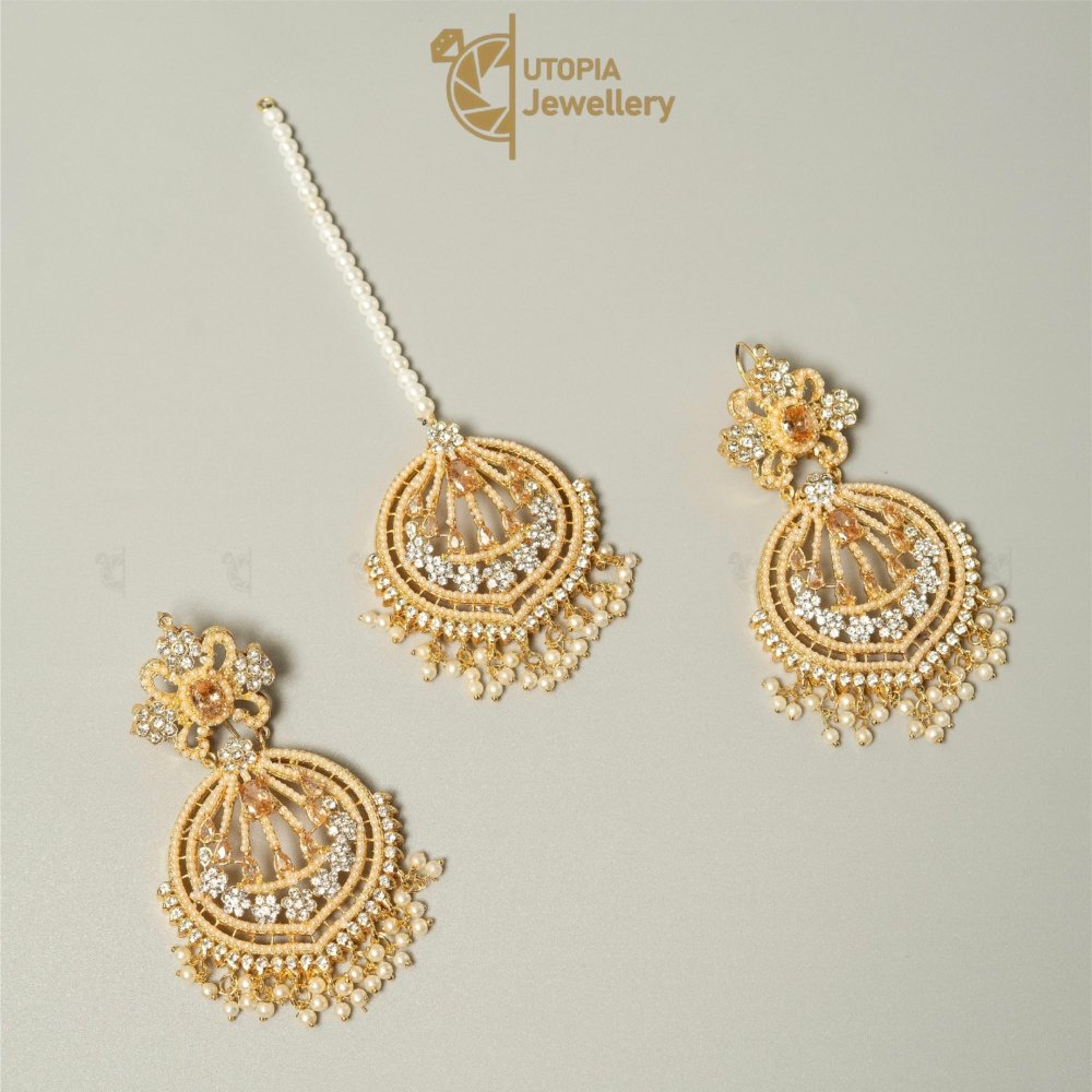 Zircon Earrings & Tikka