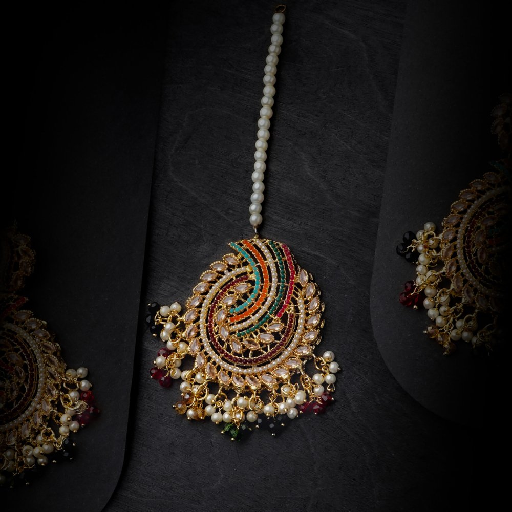 Nauratan Earrings with Bindiya - Image 3